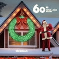 thumbnail image 6 of VINGLI 60 Inch Pre-lit Large Christmas Wreath, Outdoor Christmas Wreath with 400 LED Lights for Garage, Windows, Christmas Door Wreath Decorations with Red Bow, Timer Remote Control, Plug-in, Green, 6 of 7