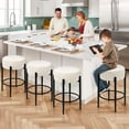 thumbnail image 7 of YYEAN Counter Height Bar Stools, Set of 2, 24" Modern Backless Bar Stools, Ideal for Kitchen Counter, Kitchen Island, Boucle Sherpa Padded Cover, with Round Soft Seat and Foot Rest, White, 7 of 7