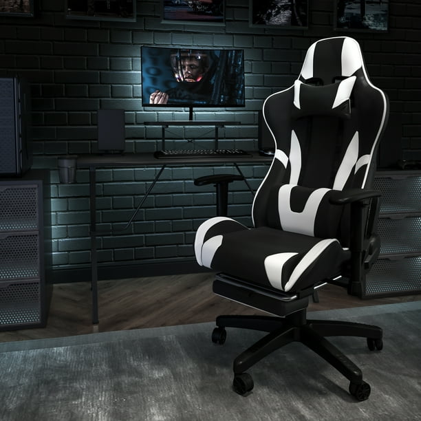 BlackArc Black Gaming Desk & Chair Set with Headphone Hook, and Monitor