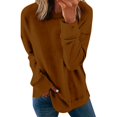 thumbnail image 1 of Chemises de Compression à Manches Longues pour Femmes à Col Rond Uni Plus Sweat-Shirt Oversize Ample Pulls à la Mode des Hauts Légers pour les Femmes de Grande Taille, 1 of 4