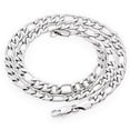 thumbnail image 3 of 7mm Chunky High-Polished Stainless Steel Flat Figaro Chain Necklace, 21.5 inches + Gift Box, 3 of 6