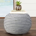 thumbnail image 5 of LR Home Savanna Round Grey/White Striped Indoor Pouf Ottoman, 20" H x 14" W, 5 of 5
