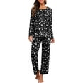 thumbnail image 1 of Women's Long Sleeve Sleepwear Soft Crew Neck Pyjama Set,Fp-white Star, 1 of 5