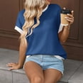 thumbnail image 5 of Vmvidoty Womens Summer Short Sleeve Tops 2026 Trendy Crew Neck Knit Sweater Business Casual Spring Clothes Blue XL, 5 of 7