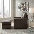 thumbnail image 3 of Roundhill Furniture Holmes Leather 2-Piece Living Room Set, Lounge Chair and Ottoman, Dark Brown, 3 of 15