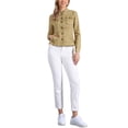 thumbnail image 2 of Chaquetas de mezclilla para mujer INSPIRE CHIC con cuello alto, mangas largas, chaquetas de jean cortas en color caqui, talla M, 2 of 6