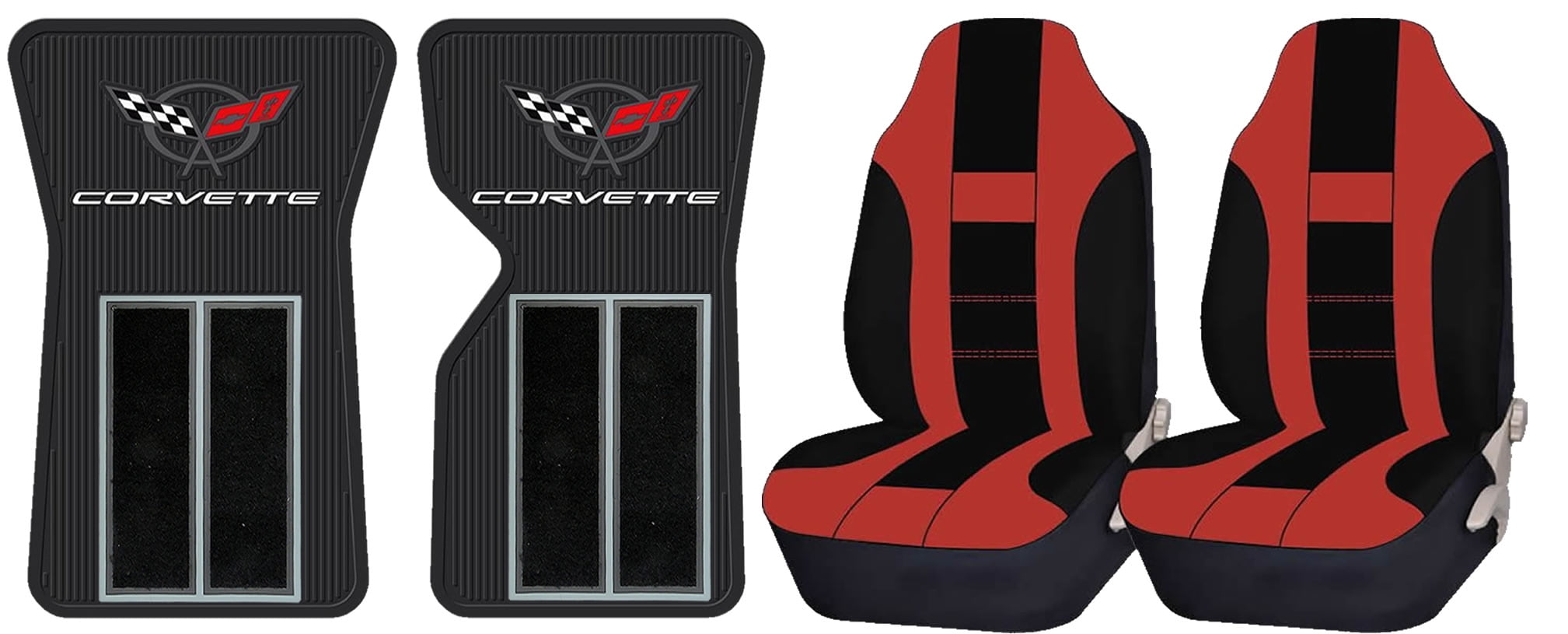 Official Licensed Corvette C3 6882 Black Floor Mats & UAA Red/Black