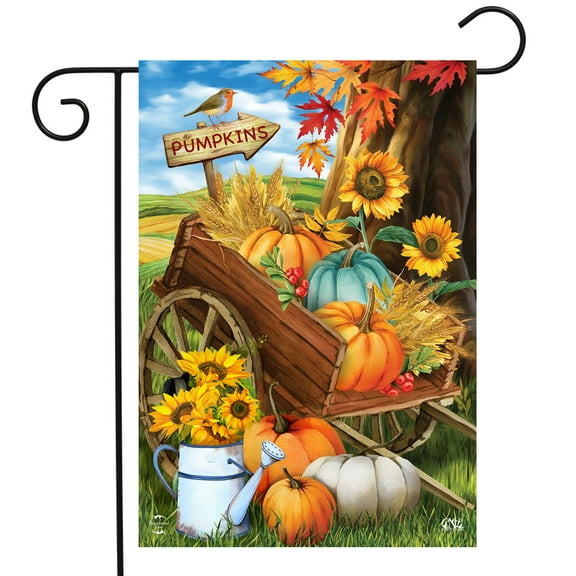 Briarwood Lane Pumpkin Cart Autumn Garden Flag