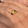 thumbnail image 4 of Gem Stone King 925 Sterling Silver and 10k Yellow Gold Yellow Citrine and Black Onyx 3 Stone Engagement Ring for Women (3.81 Cttw, Emerald Cut Cut 10X8MM, Size 6), 4 of 4