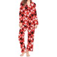 thumbnail image 1 of Bowake Plus Size Valentines Day Pajamas Long Sleeve Button Down V Neck Top and Pant Women Pjs Set 2PCS, 1 of 2