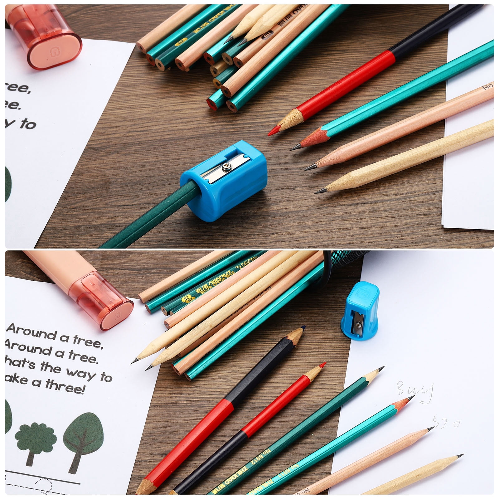Uxcell Red and Blue Round Pencils, 48 Pack HB Graphite Pencils Wood Pencils Double-Ended Pencil