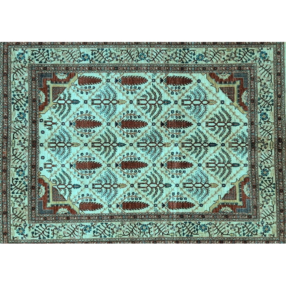 Ahgly Company Indoor Rectangle Abstract Light Blue Modern Area Rugs, 8' x 12'