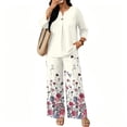 thumbnail image 6 of Womens Sets 2 Piece Outfits 3/4 Length Sleeve Tops and Wide Leg Pants Lounge Sets Summer Casual Matching Sweatsuits, 6 of 7