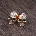 thumbnail image 4 of EeaseMX 1 par de pendientes vintage de calavera con diamantes de imitación, de aleación, con cabeza de esqueleto de Halloween, para mujer (dorados)., 4 of 7