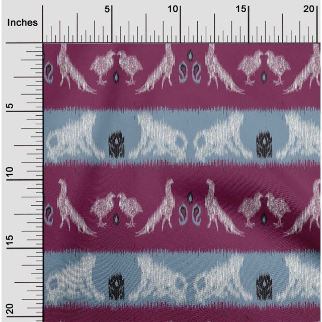 oneOone Polyester Lycra Fabric Stripe|Bird & Monkey Ikat Print Fabric BTY 56 Inch Wide