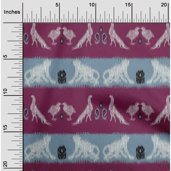 oneOone Organic Cotton Voile Fabric Stripe|Bird & Monkey Ikat Print Sewing Fabric BTY 42 Inch Wide