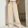 thumbnail image 2 of Women's Fleece Baggy Sweatpants High Waist Wide Straight Leg with Pockets Winter, 2 of 8