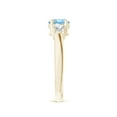 thumbnail image 4 of ANGARA Natural Classic Aquamarine and Diamond Three Stone Engagement Ring in 14K Yellow Gold for Women (Size-6mm) | March Birthstone, Anniversary, Jewelry Gift for Women | Natural Aquamarine Ring, 4 of 10