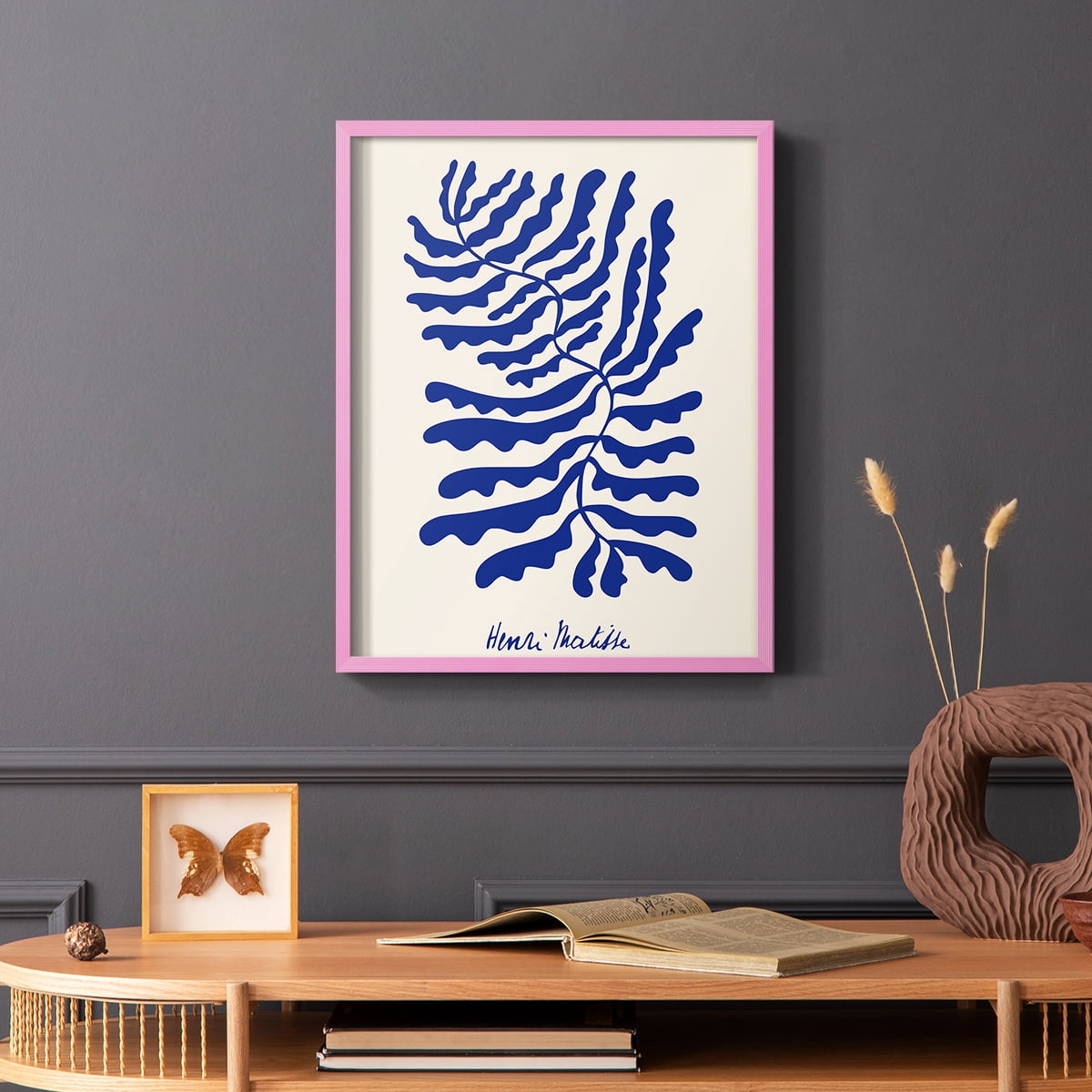 Matisse CDXCIV in Pink Solid Wood Framed Print No Nail Hanging