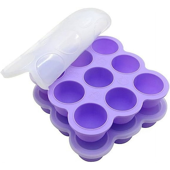 Egg Poachers Silicone Egg Bites Molds - Fits Instant Pot 8 qt Pressure Cooker, 9Cups Baby Food Storage Freezer Trays with Silicone Clip-On Lid (pack of 2)