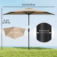 thumbnail image 3 of Outsunny Parasol Demi-Parasol de Patio 9,8 Pi Pare-Soleil, Manivelle, Café, 3 of 10