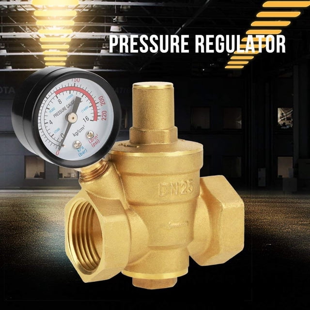 Regulador reductor de presión de agua DN25 Válvula reductora de presión de agua de latón ajustable + Manómetro Manómetro de agua (DN25)