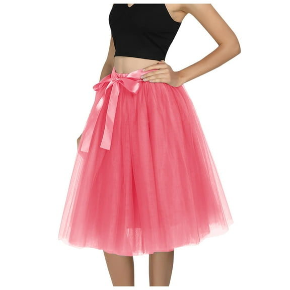 Women's Tutu A-Line Tea Length Midi Tulle Skirt for Dates Prom Party