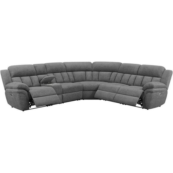 Pemberly Row 6-Piece Upholstered Power Sectional in Charcoal