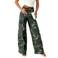 thumbnail image 5 of Women's Green Camo Denim Cargo Wide Leg Pants – Casual Comfort for Everyday Style | 16, 5 of 5