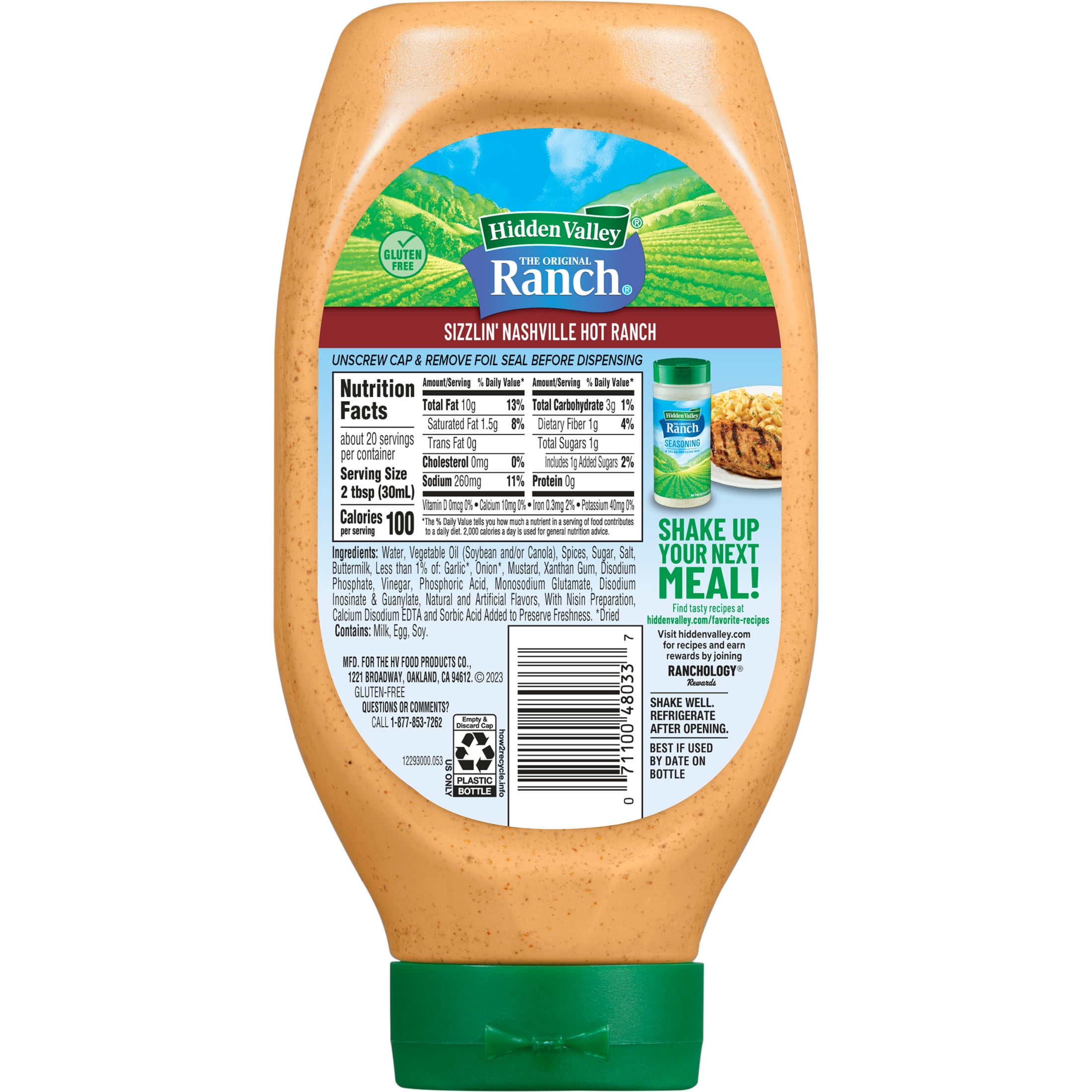 Hidden Valley Sizzlin' Nashville Hot Ranch Dip Sauce Condiment & Dressing, 20 fl oz Squeeze Bottle