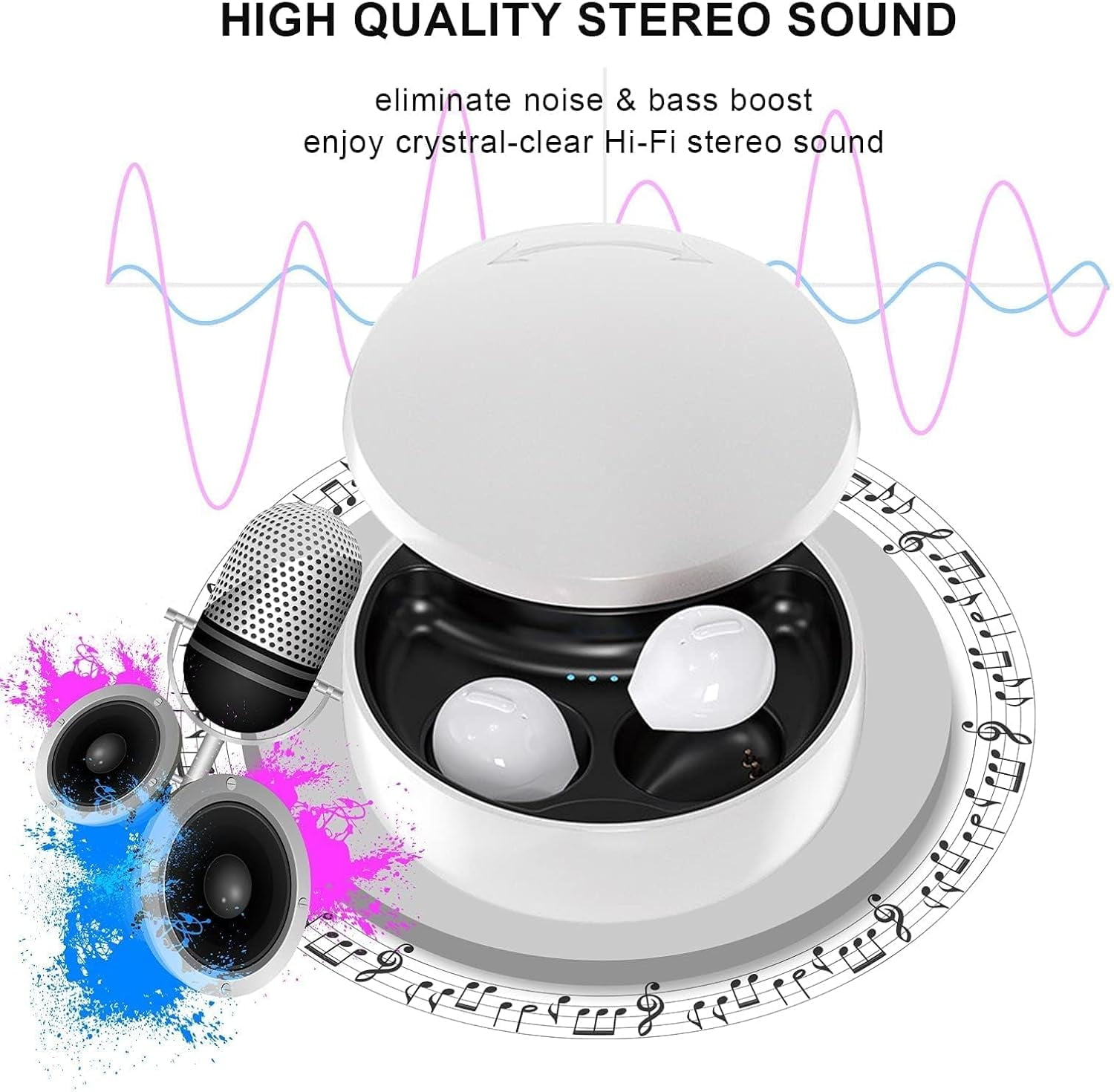 Smallest Invisible Earbuds Wireless Ear Buds Bluetooth in Ear Mini Discreet Small Tiny Earpiece Sleep Earbuds Hidden with Charging Case Headphones for Small Ears Work Sleeping Android