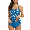 thumbnail image 2 of Floral Print Women 2 Pieces Swimsuit Set Spaghetti Strap High Waist Ruffle Tankini, 2 of 5