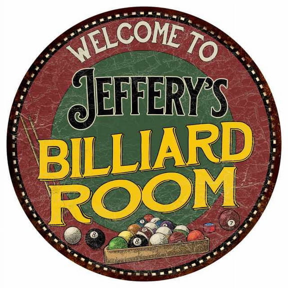 Jeffery's Billiard Room 14" Round Metal Sign Kitchen Wall Decor 100140033412