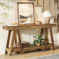 thumbnail image 5 of Tribesigns 70.87 Inch Farmhouse Console Table, 2-Tier Rectangular Accent Table Behind Couch for Living Room, Entrance, Foyer, Rustic Brown, 5 of 7