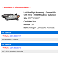 thumbnail image 2 of Left Headlight Assembly - Compatible with 2016 - 2020 Mitsubishi Outlander 2017 2018 2019, 2 of 2