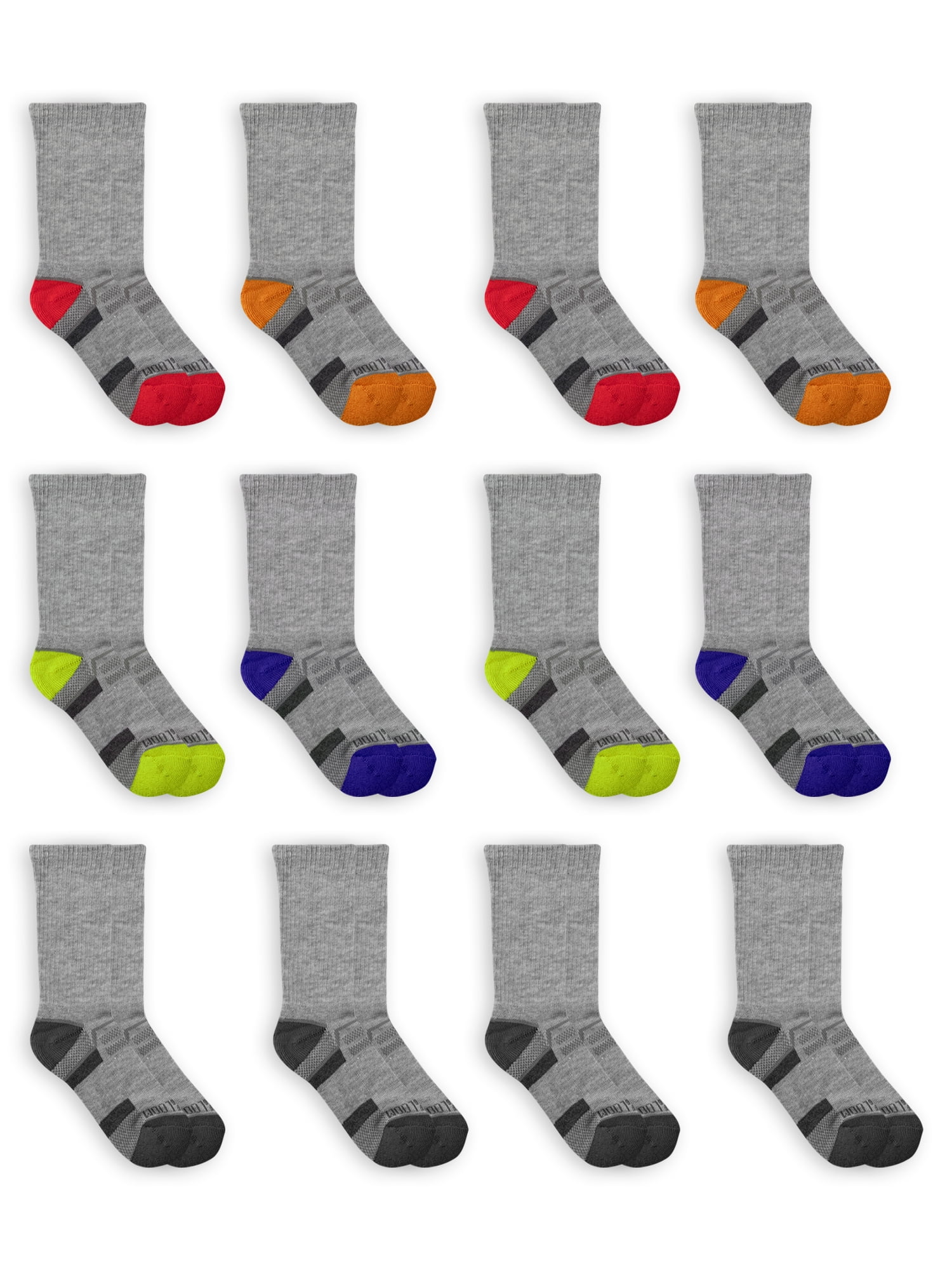 Fruit of the Loom Boys 6 Pack No Show Eveyday Active Socks