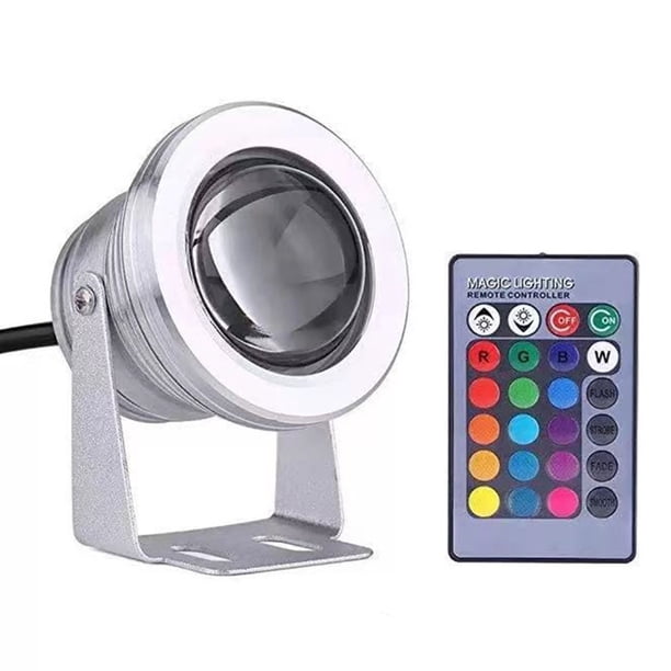 Luz LED subacuática RGB de 10 W y 12 V | Lámpara sumergible con 16 colores cambiantes y control remoto | Resistencia al agua IP67 para piscinas, fuentes, acuarios y estanques de jardín | Iluminación