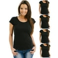 thumbnail image 4 of Women's 4 Pack Black, White, or Assorted Soft Fabric Solid Crew-Neck T-Shirt from Emprella, 4 of 5