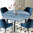 thumbnail image 5 of Elastic Fitted Round Tablecloth, Blue Waterproof Stretch Table Cover for 45"-54" Tables, Vintage Modern Abstract Art Ombre Washable Outdoor Tablecloths for Patio, Picnic, Camping, 5 of 9