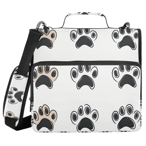 FORMRS Zipper Binder with Shoulder Strap 2-inch Ring 500 Sheet Capacity File Bag, Cartoon Cat Paw