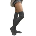 thumbnail image 4 of Couver Women's Plain Winter Cable Knitted Boot Over Knee Socks/Thigh High Stockings- Gray - 1 Pair, 4 of 9