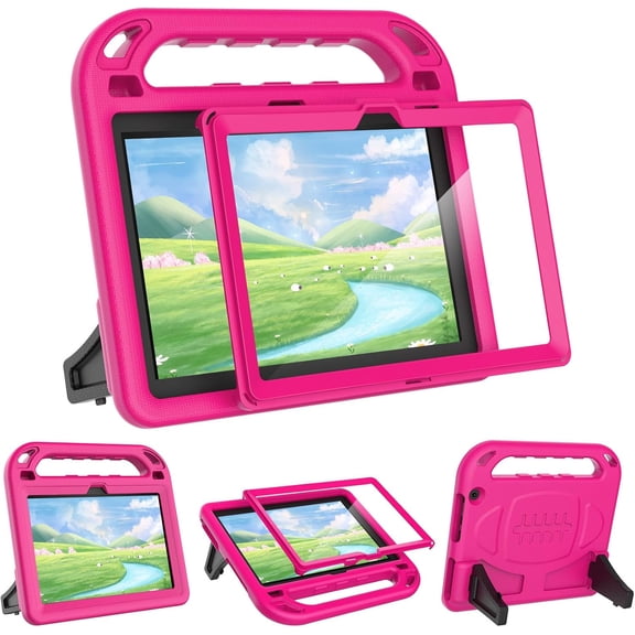 Kids Case for 10-Inch Tablet with Built-in Screen Protector, Rose