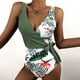 thumbnail image 3 of Traje de baño conservador con estampado de hojas de vendaje de una sola pieza con escote en V profundo para mujer informal a la moda Fridja  nalpqowj53076, 3 of 8