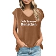 thumbnail image 1 of Gibobby Camisetas Mujer Manga Corta Mujeres Casual Impreso Cuello Bajo Color Sólido Camiseta Manga Corta Divertida Camiseta Tops(Caqui,XL), 1 of 4