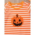thumbnail image 7 of Liacowi Baby Boys Halloween Jumpsuits Infant Halloween Clothes Pumpkin Striped Print Long Sleeve Crew Neck Footies Romper Newborn Fall Playsuit and Beanie, 7 of 7
