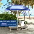 thumbnail image 3 of 5.7ft Heavy Duty High Wind Beach Umbrella Parasols, UV 40+ Protection Outdoor Sunshade Umbrella with Carry Bag, for Patio Garden Beach Pool Backyard (Stripe Blue), 3 of 8