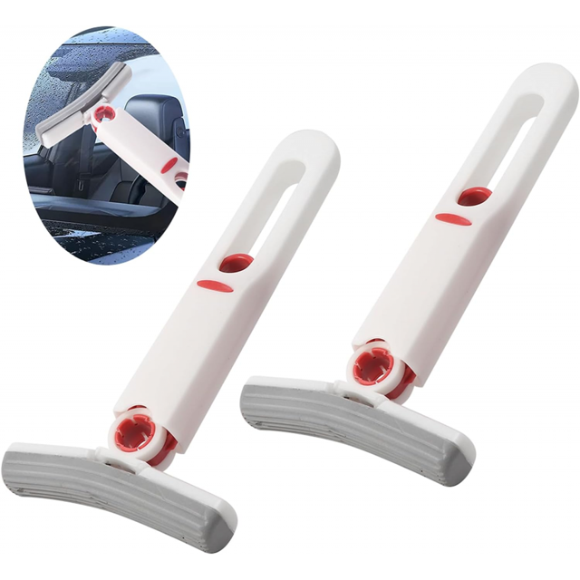 Mini trapeador portátil autoapretable de 2 piezas con 2 cabezales de trapeador Trapeador de esponja, mini trapeador de limpieza práctico para uso en seco y húmedo (blanco)