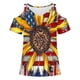 thumbnail image 4 of Camisas de Verano para las Mujeres Fuera Del Hombro Impreso Manga Corta Cuello Redondo, Camisas de Mujer Casual, 4 of 4