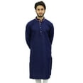 thumbnail image 1 of Atasi Men's Blue Designer Kurta Pyjama Set Long Cotton Shirt Wear-Small, 1 of 7