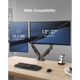 thumbnail image 2 of Irongear Dual Monitor Stand, Adjustable Gas Spring Dual Monitor Mount for 13-27 inch Screens up to 14.3 lbs, Dual Arm Monitor Mount with Swivel, Tilt, Rotation, 2 of 7